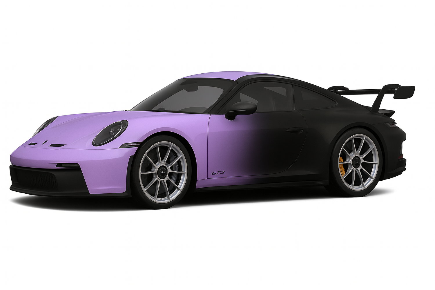 Printed Fade Wrap Material Kit shown on a Porsche in lavender and black